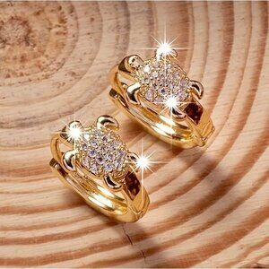 Sparkling Gold Turtle Hoop Earrings